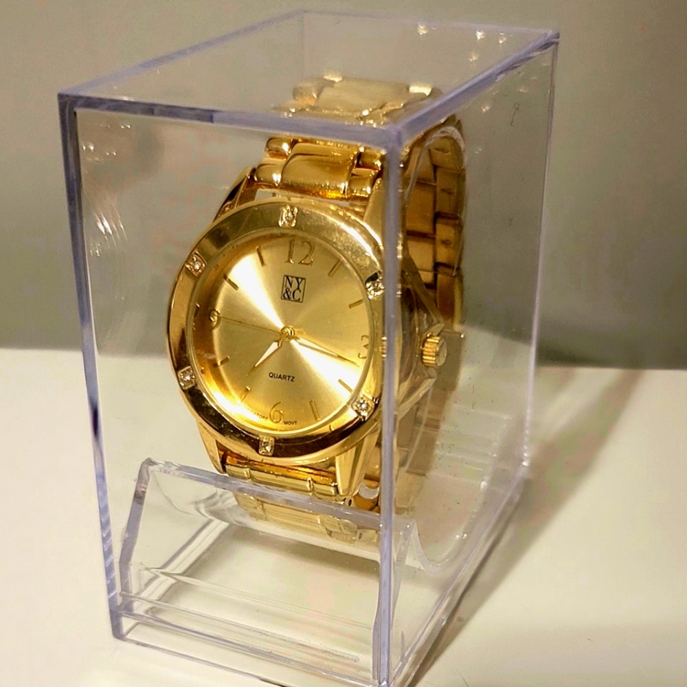 NWT New York & Company Gold Watch with Crystal Embellishments